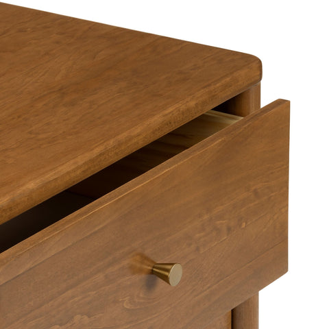 Harbor Solid Pine Nightstand – Mid-Century 2-Drawer Bedside Table