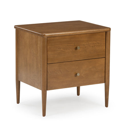 Harbor Solid Pine Nightstand – Mid-Century 2-Drawer Bedside Table