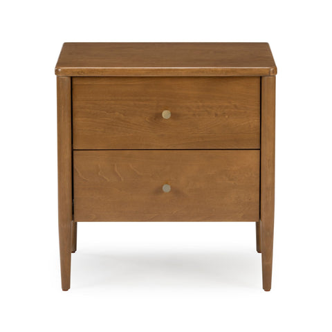 Harbor Solid Pine Nightstand – Mid-Century 2-Drawer Bedside Table