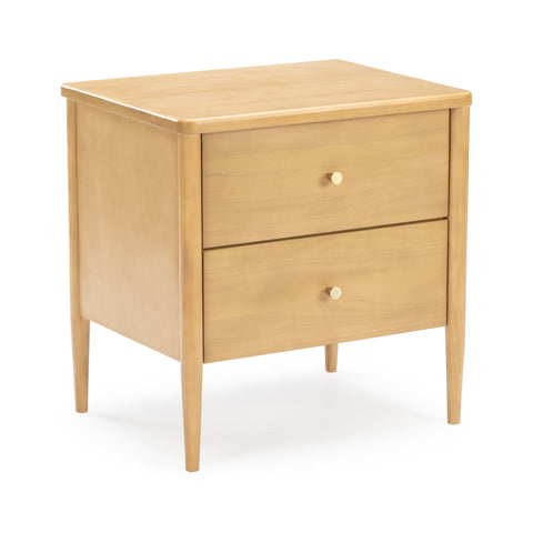 Harbor Solid Pine Nightstand – Mid-Century 2-Drawer Bedside Table