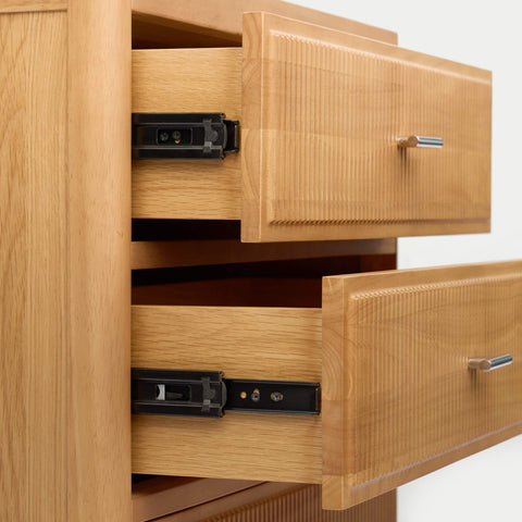 Skyline Wide Chest | 3-Drawer Fluted Storage | Natural Oak