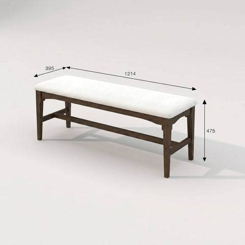 Cove solid wood dining bench with cream bouclé upholstery as part of the complete Cove dining set