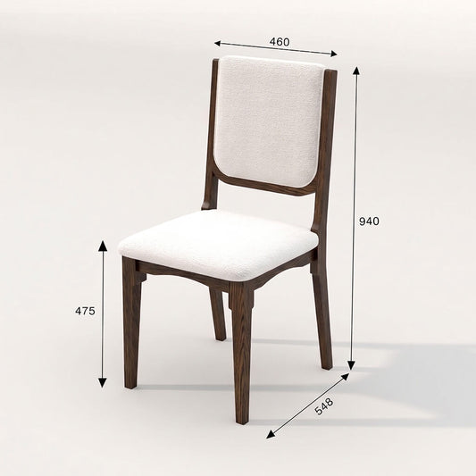 Cove solid wood dining chair with upholstered seat and floating back panel in dark walnut finish