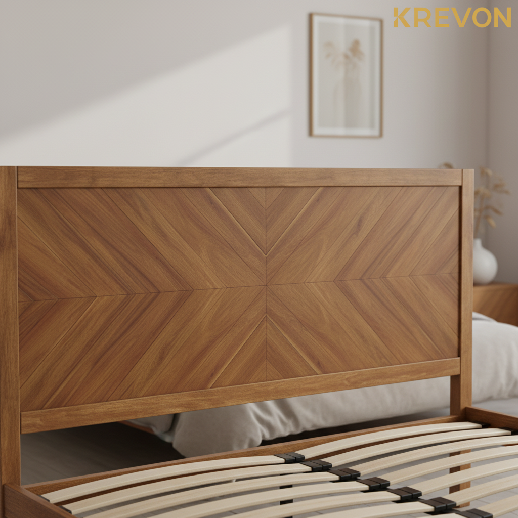 Chevron headboard detail with KREVON watermark