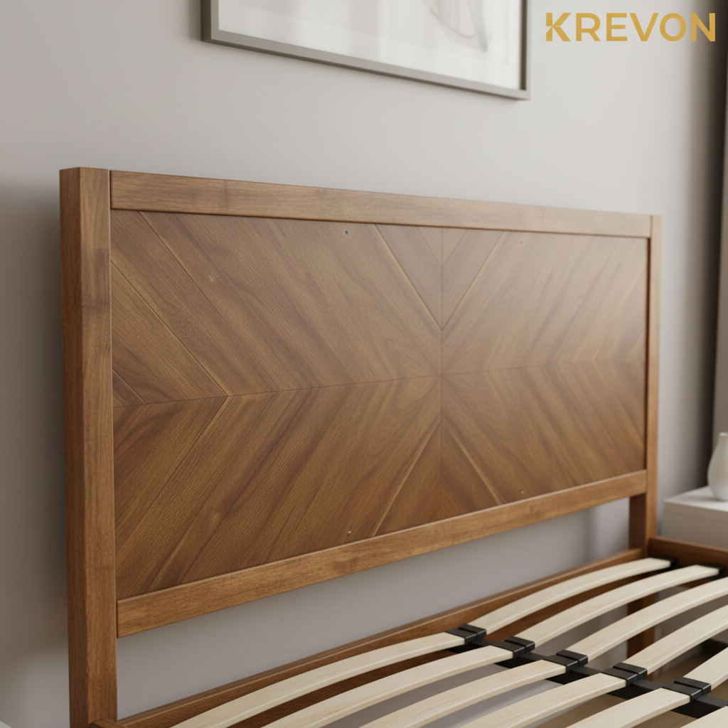 Chevron headboard detail with KREVON watermark